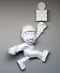 Mario Mario Bros Bros Paper Model 3d Model Papercraft Animal Head Trophy Mario Decor Paper Trophy Origami Pdf Low Poly Template In 2020 Mario Bros Paper Sculpture Mario