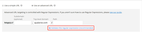 Targeting By Advanced Url With Regular Expressions Qualaroo Help Support Center