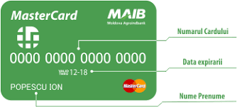 Numarul cardului se afla pe fata acestuia si este format din 13 pana la 16 cifre, acest lucru fiind in functie de banca care a emis cardul. Moldova Agroindbank