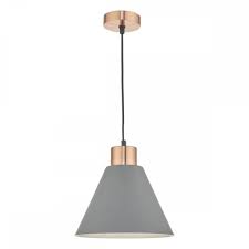 Lamps table lamps, floor lamps & lamp shades. Dar Lighting 2020 21 Zoc0139 Zocalo Single Light Ceiling Pendant In Matt Grey And Brushed Copper Finish Castlegate Lights