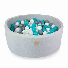 Ball Pit With 200 Balls Wrigglebox Colour Dark Grey Pool With Grey White Light Pink Balls Size 30cm H X 90cm W X 90cm D Ball Pit Ball Lights Light Grey