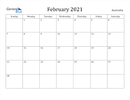 February 2021 Calendar Australia