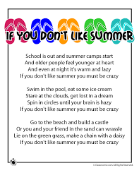 Printable Poems For Kids With A Summer Theme Perfect For Quick Summer Reading Practice Summer Poems Kids Poems Poetry For Kids