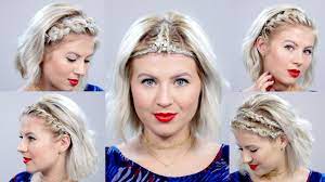 You can make the look on your big day memorable by pairing your fair hairstyles with headbands. 5 Braided Headbands For Short Hair Milabu Short Hair Tutorial Braids For Short Hair Headband Hairstyles