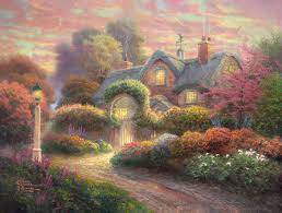 Thomas kinkade masterfully painted disney's beauty and the beast. Rosebud Cottage Limited Edition Canvas Thomas Kinkade Studios