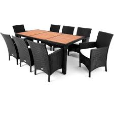 Salon De Jardin 8 Places Noir Plateau Acacia En 2020 Meubles De Jardin En Rotin Salon De Jardin Mobilier Jardin