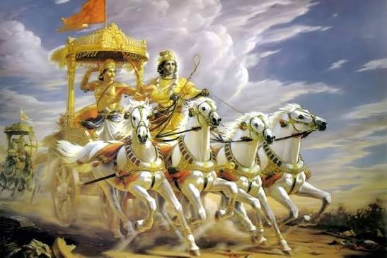 श्री कृष्ण और अर्जुन ऑन रथ महाभारत वॉल पोस्टर विनाइल स्टिकर पोस्टर घर की सजावट, कार्यालय, हॉल, लिविंग रूम, बेडरूम, बच्चों के कमरे के लिए 12 इंच X 18 ...