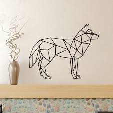 Us 4 7 24 Off Wolf Dog Wall Stickers Animals Geometric Home Decor Kids Room Wall Decals Vinyl In Wall Stickers From Home Garden On Aliexpress