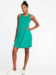 Jersey Knit Sleeveless Swing Dress For Women Petite Robe Robe Verte Robe