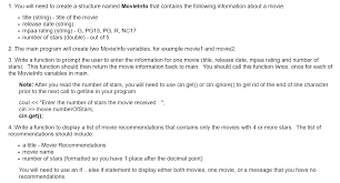 Number the stars is a wonderful story about bravery and friendship. Solved 1 You Will Need To Create A Structure Named Movie Chegg Com