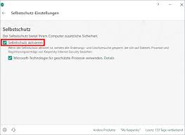 Aktivieren Oder Deaktivieren Des Selbstschutzes In Kaspersky Internet Security 19
