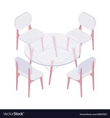 Isometric Four Chairs And Transparent Round Table Vector Image On Vectorstock Isometric Table Interior