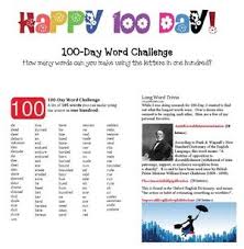 Games And Activities For 100 Day Word Challenge 100 Word Challenge 100th Day