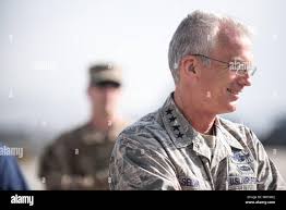 U.S. Air Force Gen. Paul J. Selva, Vice Chairman of the Joint Chiefs of  Staff, speaks with servicemembers upon arrival at Bagram Airfield,  Afghanistan, March 30, 2017. Gen. Selva, along with USO
