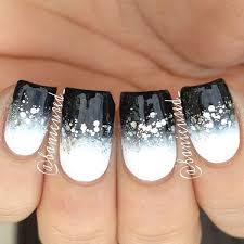 Black glitter nail tip white designs red ideas color acrylic and. Black And White Silver Glitter Nails Novocom Top