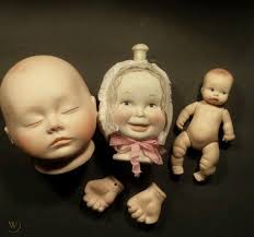 Vintage Joyce Wolf Bisque Doll Head, Three Faces of Eve Doll Head, Hands,  Etc.