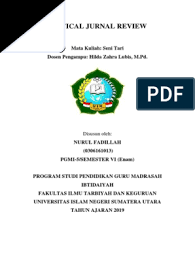 Seni tari mempunyai peran dalam pembentukan pribadi siswa yang harmonis. Critical Jurnal Mata Kuliah Seni Tari