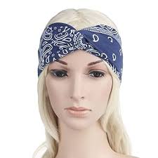 DINPREY Assorted Paisley Print Wide Bandana Knot Headbands Criss Cross Head  Wrap Hair Band (Blue) : Beauty & Personal Care