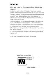 Notice Four Siemens Hb760650f Et Pieces Detachees Thermostat Grille Moteur Joint Porte Resistance