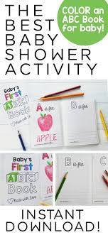 Print at home or at a local shop on 4x6 cardstock. Book Inspired Baby Shower Guests Color A Page For Baby S First Abc Book Baby Shower Abc Book Diy Baby Shower Gifts Abc Book Template Baby Shower Guest Book