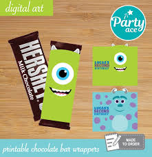 Monsters Inc Printable Chocolate Bar Wrappers Birthday Party Etsy Monster Inc Birthday Monster Inc Party Monster Party Decorations