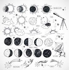 Astrology Sketches Moon Sun Stars Via Elisepdavis Planet Drawing Space Drawings Moon Sketches