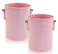 LELE LIFE 2Pcs Retro Barrel Pen Holder with 2 Handles, Metal Pencil Holder  Pen Cup, Makeup Brush Holder, Cute Pen Organizer for Desk Office Home, Pink