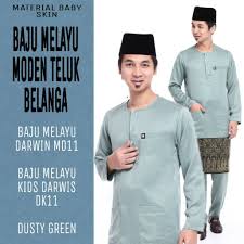 It is complemented by a kain samping under the blouse. Darwin Baju Melayu Moden Teluk Belanga Set Family Sedondon Shopee Malaysia