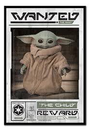 Framed Star Wars Baby Yoda The Mandalorian Wanted Poster Official Licensed Ebay