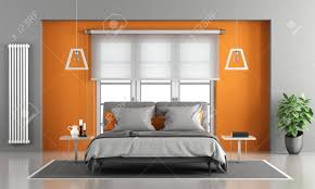 Teal and orange room gray living bedroom ideas curtains layout. Gray And Orange Master Bedroom With Window On Background 3d Rendering Stock Photo Picture And Royalty Free Image Image 68497103
