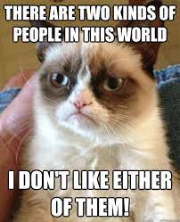 There Are Two Kinds Of People In This World I Don T Like Either Of Them Grumpy Cat Quickmeme