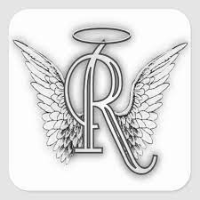 Angel wing with letter j tattoo on girls back shoulder. Angel Alphabet R Initial Letter Wings Halo Heart Sticker Zazzle Com Alphabet Tattoo Designs Tattoo Lettering Alphabet Tattoo Lettering Fonts