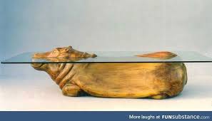Partially Submerged Hippo Table Funsubstance Unique Table Design Water Tables Coffee Table Design