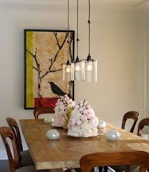 Trio Of Glass Pendant Lights Over The Dining Room Table Pendant Lighting Dining Room Dining Lighting Dining Room Light Fixtures