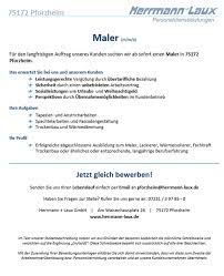 Als ausgelernter maler und lackierer wirst du wahrscheinlich in die niedrigste gruppe für angestellte mit abgeschlossener berufsausbildung eingeordnet. Maler M W D In Pforzheim Pforzheim Auf Kleinanzeigen De