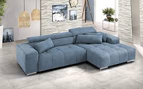 Justyou mississippi divano angolare grigio marrone. Dafne Italian Design Divano Letto Angolare 2 Posti Con Penisola A Destra Tessuto Azzurro Cm 303 X 185 X 88h Amazon It Casa E Cucina