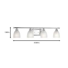 Use daylight temperature bulbs for bathroom vanity task lighting to ensure the most accurate depiction of color while performing personal hygiene and grooming tasks. Progress Lighting Lucky Collection 33 56 In 4 Light Polished Chrome Bathroom Vanity Light With Glass Shades P2182 15di The Home Depot