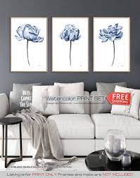 Peony Print Bathroom Wall Decor Living Room Decor Dining Room Etsy Navy Blue Wall Art Blue Wall Art Wall Art Living Room