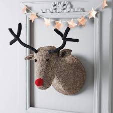 Grey Felt Reindeer Head Reindeer Head Christmas Reindeer Christmas Decorations Rustic