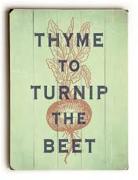 elegant wooden sign thyme print kitchen