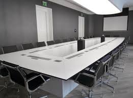Oval Table With Monitors And Microphones In Retracted Position