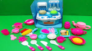 Pcs mini small size kids silicone kitchen utensil kitchen tool set with spoon ladle brush material: Mini Kitchen Toys With Blue Kitchen Play Set And Pretend Food For Kids Youtube