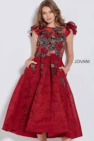 Jovani Burgundy Floral Embroidered Cocktail Dress 59787 Poshare Embroidered Cocktail Dress Flare Dress Casual Contemporary Dresses