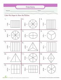 Color The Fraction Worksheet Education Com Math Fractions Worksheets Fractions Worksheets Third Grade Math