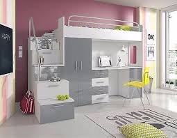 Hochglanz Hochbett Pati Mit Schreibtisch Schrank Und Regal In Der Treppe Weiss Ebay Schlafzimmer Set Hochbett Mit Schrank Hochbett