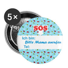 Kreawusel Design Sos Button Fur Kinder Personalsieren Tel Name Buttons Gross 56 Mm 5er Pack Button Anstecker Motivation Poster