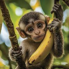 Free Monkey enjoying banana Photo