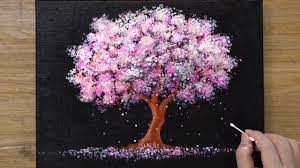 Our favorites are the cherry blossoms. Pink Cherry Blossom Tree Painting Cotton Swabs Painting Technique 480 Youtube