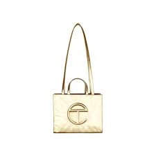 Telfar 1 › shopping bags 2. Telfar Shopping Bag Medium Gold In Vegan Leather With Silver Tonetelfar Shopping Bag Medium Gold In Vegan Leather With Silver Tone Ofour