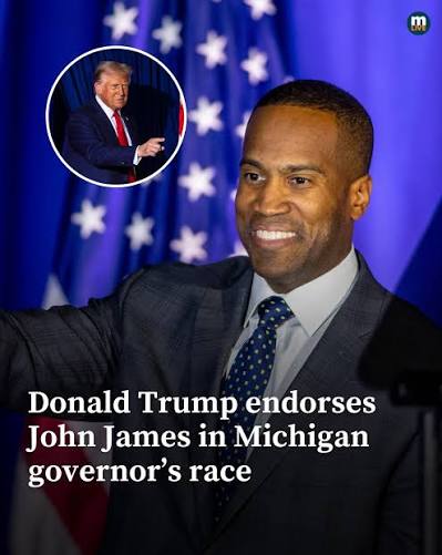 🔗: https://l.mlive.com/a5kygo President Donald Trump has endorsed a Republican candidate in Michigan's open governor's race. In a post shared on his social media platform Truth Social, Trump said "John James has my